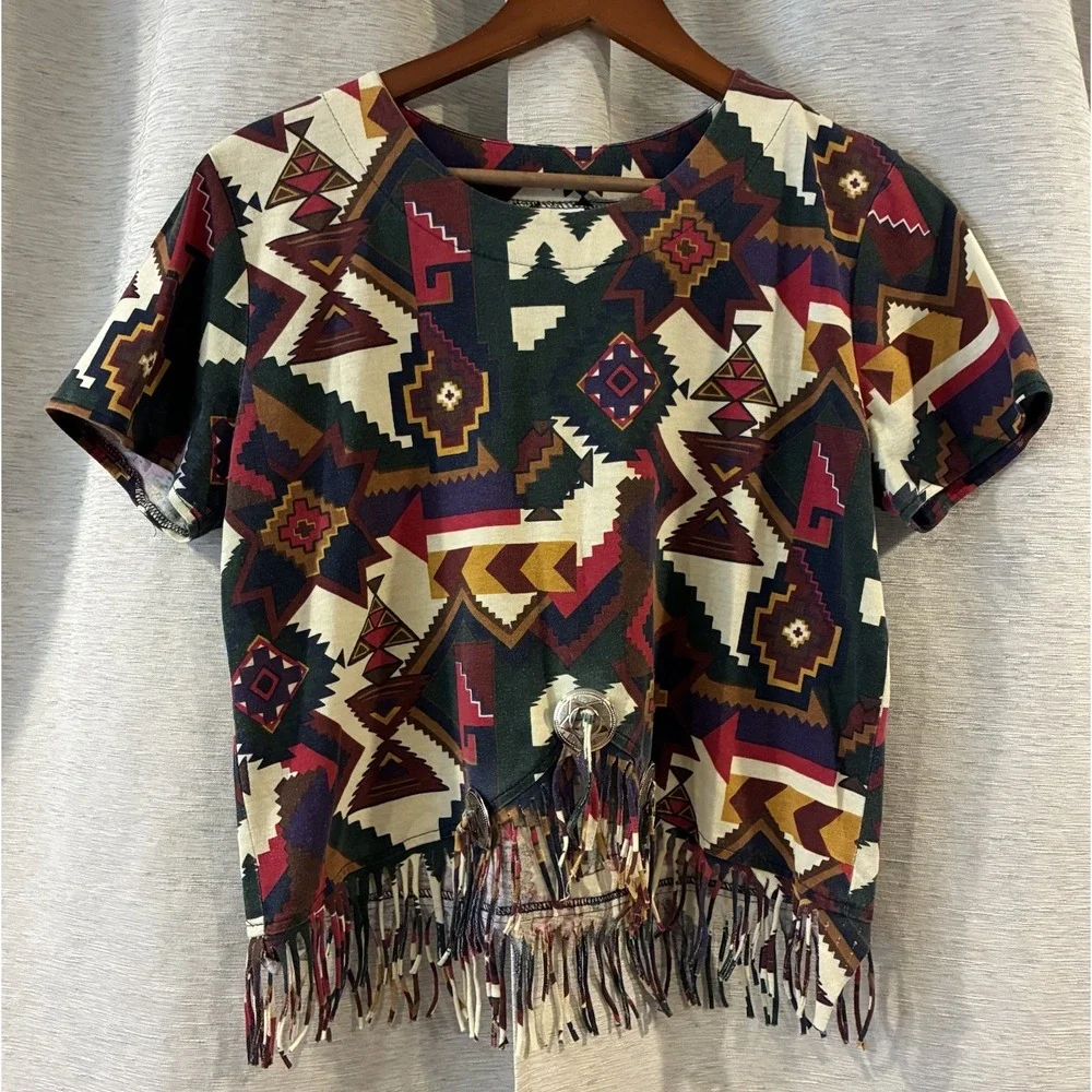 Vintage Backroad Blues Western Fringe Southwestern Aztec